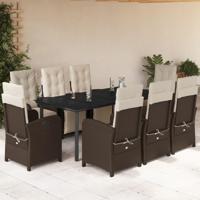 9-delige Tuinset met kussens poly rattan bruin - thumbnail