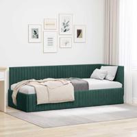 Hoekbedframe met hoofdeinde Donkergroen 80 x 200 cm Fluweel - thumbnail