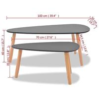 Salontafelset massief grenenhout zwart 2-delig - thumbnail