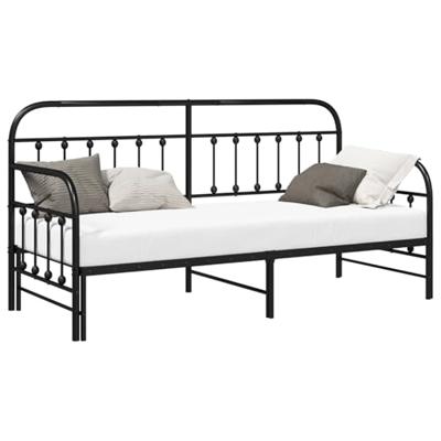 Bedframe voor een daybed met hoofdeinde Zwart 80 x 200 cm Staal