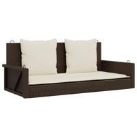 Schommelbank met kussens 119x56x48 cm poly rattan bruin - thumbnail