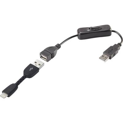 Renkforce USB-kabel USB 2.0 USB-A stekker, Apple Lightning stekker 0.30 m Zwart Incl. aan/uitschakelaar, Vergulde steekcontacten RF3346622 Renkforce USB-kabel USB 2.0 USB-A stekker, Apple Lightning stekker 0.30 m Zwart Incl. aan/uitschakelaar, Vergulde steekcontacten RF3346622