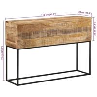 Wandtafel 110x30x75 cm massief ruw mangohout en ijzer - thumbnail