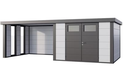Telluria | Tuinhuis Classico 3030 met Overkapping Lounge Large met Ramen | Links | Wit-Antraciet Telluria | Tuinhuis Classico 3030 met Overkapping Lounge Large met Ramen | Links | Wit-Antraciet