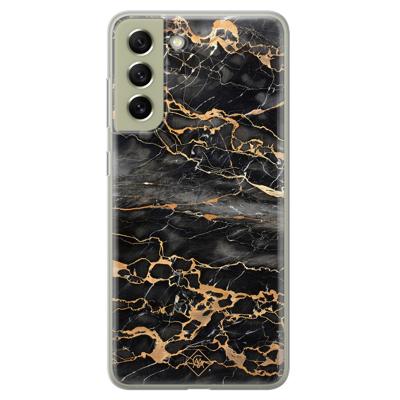 Samsung Galaxy S21 FE siliconen hoesje - Marmer grijs brons