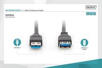 DIGITUS USB 3.2 Gen1 verlengkabel - 3.0 m - USB A (m) naar USB A (f) - 5 Gbit/s - verbindingskabel - zwart - thumbnail