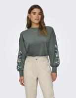 Only Onlbrooke L/s O-neck Flower Swt Noos Sweater Balsam Green - thumbnail