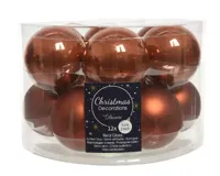 Decoris Kerstballen glas 12st donker bruin 5cm - thumbnail