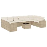 11-delige Tuinset met kussens poly rattan beige - thumbnail