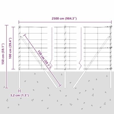 Weidehekwerk Zilver 25 x 1 m Gegalvaniseerd staal