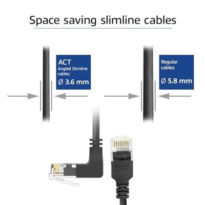 ACT Zwarte 5 meter U/UTP CAT6A LSZH slimline patchkabel met RJ45 connectoren. recht naar 90° haaks - thumbnail