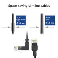 ACT Zwarte 5 meter U/UTP CAT6A LSZH slimline patchkabel met RJ45 connectoren. recht naar 90° haaks - thumbnail