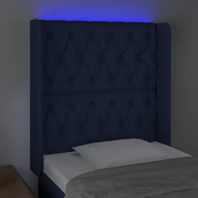 Hoofdbord LED 163x16x118/128 cm stof blauw