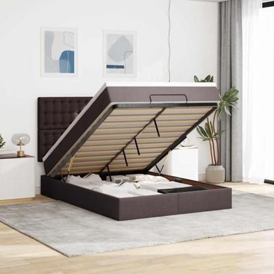 Ottoman bed met matras 140x200cm stof donkerbruin