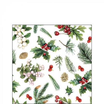 Ambiente Servet 25cm Winter greenery wit