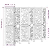 Kamerscherm met 6 panelen massief paulowniahout wit - thumbnail