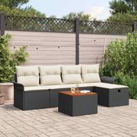 Tuinbankenset met kussen met opslag 6 pcs Zwart poly rattan - thumbnail