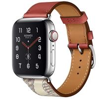 Leren bandje met print - Rood - Geschikt voor Apple Watch 38mm / 40mm / 41mm / 42mm - thumbnail