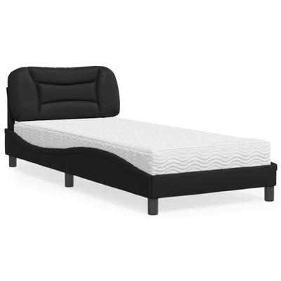 Bed met matras "Hvar" kunstleer zwart 90x200 cm - thumbnail
