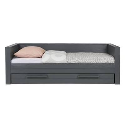 WOOOD Dennis bedbank (excl lade) geborsteld grenen [fsc] (Kleur: metaalgrijs)