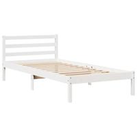 Bedframe zonder matras massief grenenhout wit 75x190 cm - thumbnail