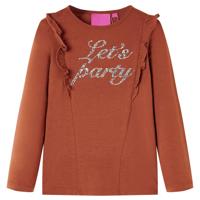 Kindershirt met lange mouwen glitterprint 140 cognackleurig - thumbnail