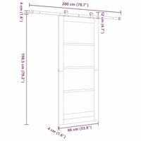 Schuifdeur met Hardware Set 'ORKDAL'van Massief Hout en Glas - thumbnail