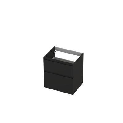 INK - Onderkast 2 Laden Greeploos Gelakt 45gr A-symmetrisch - 600x450x650 Mm - Mat Zwart
