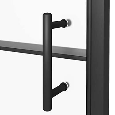VidaXL Douchedeur halfmat 91x195 cm gehard glas zwart - thumbnail