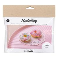 Creativ Company Mini hobbyset boetseren, donuts, roze, turquoise, wit, geel, 1 doos - thumbnail