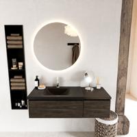 MONDIAZ BUKLA 120cm badmeubel met module 40 kleur Dark Brown met 2 lades. Wastafel CLOUD links 1 kraangat kleur Urban. - thumbnail