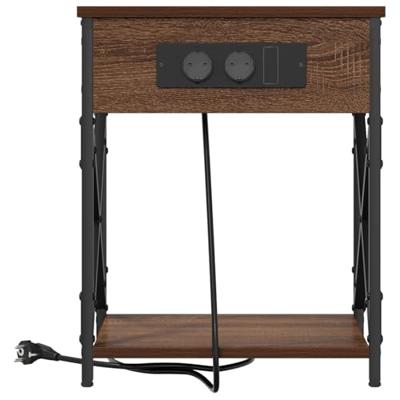 Nachtkastje bruin eikenkleur 41 x 31 x 51 cm Bewerkt hout