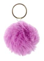 LG Imports sleutelhanger pompom meisjes 6 cm pluche lila - thumbnail