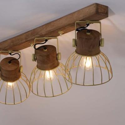 Just Light PlafondlampAlami bruin messing 3-lichts - 11488-60