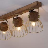 Just Light PlafondlampAlami bruin messing 3-lichts - 11488-60 - thumbnail