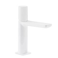 Wastafelmengkraan Tres Loft Colors 1-Knop Uitloop Recht 11,3 cm met Waterval Rond Mat Wit - thumbnail