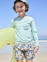 Bedrukte zwembroek voor jongens marineblauw - thumbnail