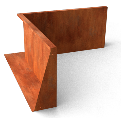 Fronta Keerwanden Cortenstaal Hoekstuk 500 x 200 x 350 mm Geroba - Geroba