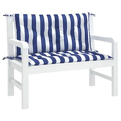 VidaXL Tuinbankkussens 2 st gestreept 100x50x7 cm stof wit en blauw VidaXL Tuinbankkussens 2 st gestreept 100x50x7 cm stof wit en blauw