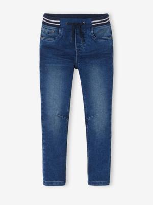 Rechte fleecebroek jongens denim look stone midden