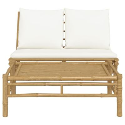 2-delige Loungeset met kussens bamboe crmewit - thumbnail
