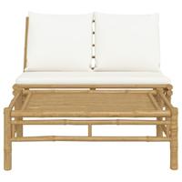 2-delige Loungeset met kussens bamboe crèmewit - thumbnail