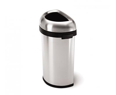 Simplehuman Afvalemmer Bullet Open Half Rond 60 liter (zilver)