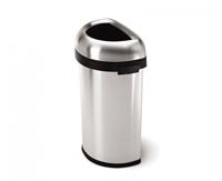 Simplehuman Afvalemmer Bullet Open Half Rond 60 liter (zilver) - thumbnail