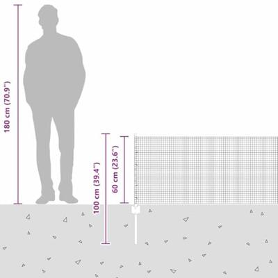 VidaXL Hek met paal zilver 0,6 x 25 m staal