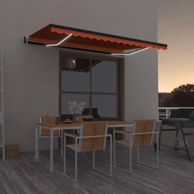 Luifel automatisch met LED windsensor 450x350 cm oranje bruin Luifel automatisch met LED windsensor 450x350 cm oranje bruin