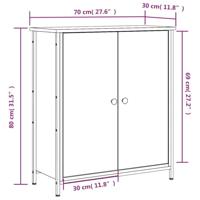 Dressoir 70x30x80 cm bewerkt hout bruin eikenkleur - thumbnail