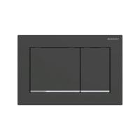 Geberit Drukplaat Omega 30 voor 2-toets Spoeling met Glansverchroomde Designstroken Mat Zwart - thumbnail