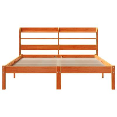 Bedframe met hoofdbord massief grenenhout wasbruin 135x190 cm