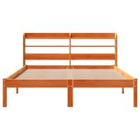 Bedframe met hoofdbord massief grenenhout wasbruin 135x190 cm - thumbnail